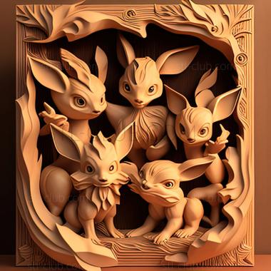 3D model The Battling Eevee Brothers The Four Eievui Brothers (STL)
